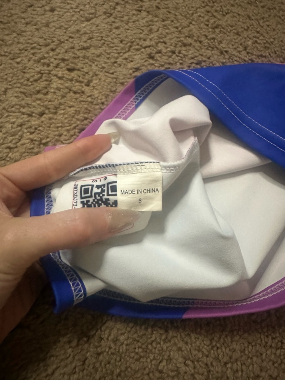 Size Small One-Shoulder Colorblock Crop Top — Pink, Purple & Blue - Picture 2 of 3